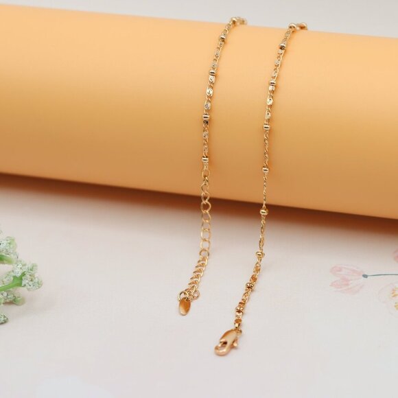 "Dainty Rose Gold Beaded Chain Necklace with Delicate Link Design , XPNL0165 - Picture 12 of 12